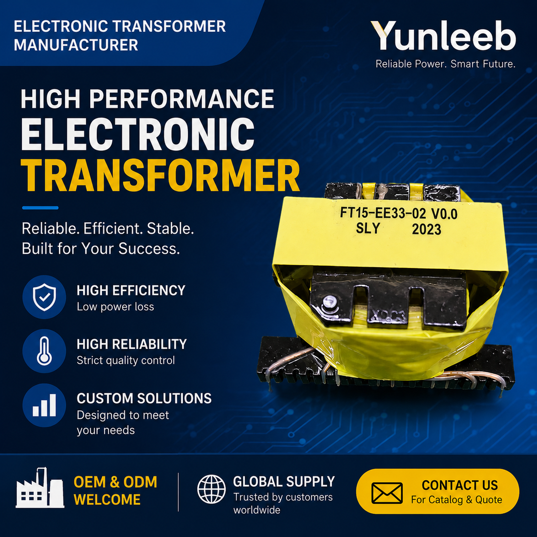 EE33 High Frequency Transformer for Industrial Power Supply Applications
