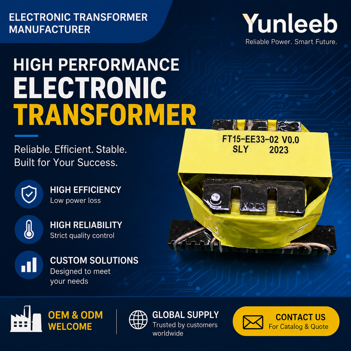 EE33 High Frequency Transformer for Industrial Power Supply Applications