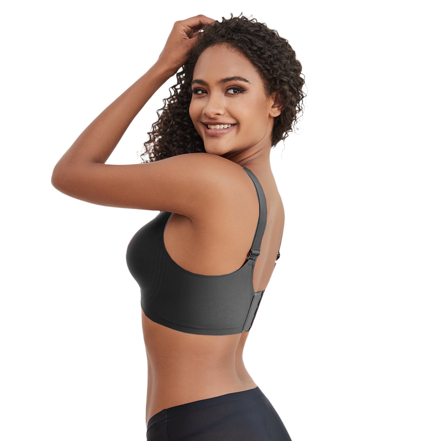 Yunleeb Seamless Bra Feel Air T-Shirt Wireless Bra with Support -Black