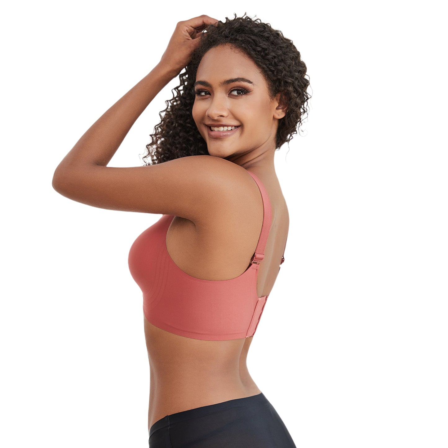 Yunleeb Seamless Bra Feel Air T-Shirt Wireless Bra with Support -Red