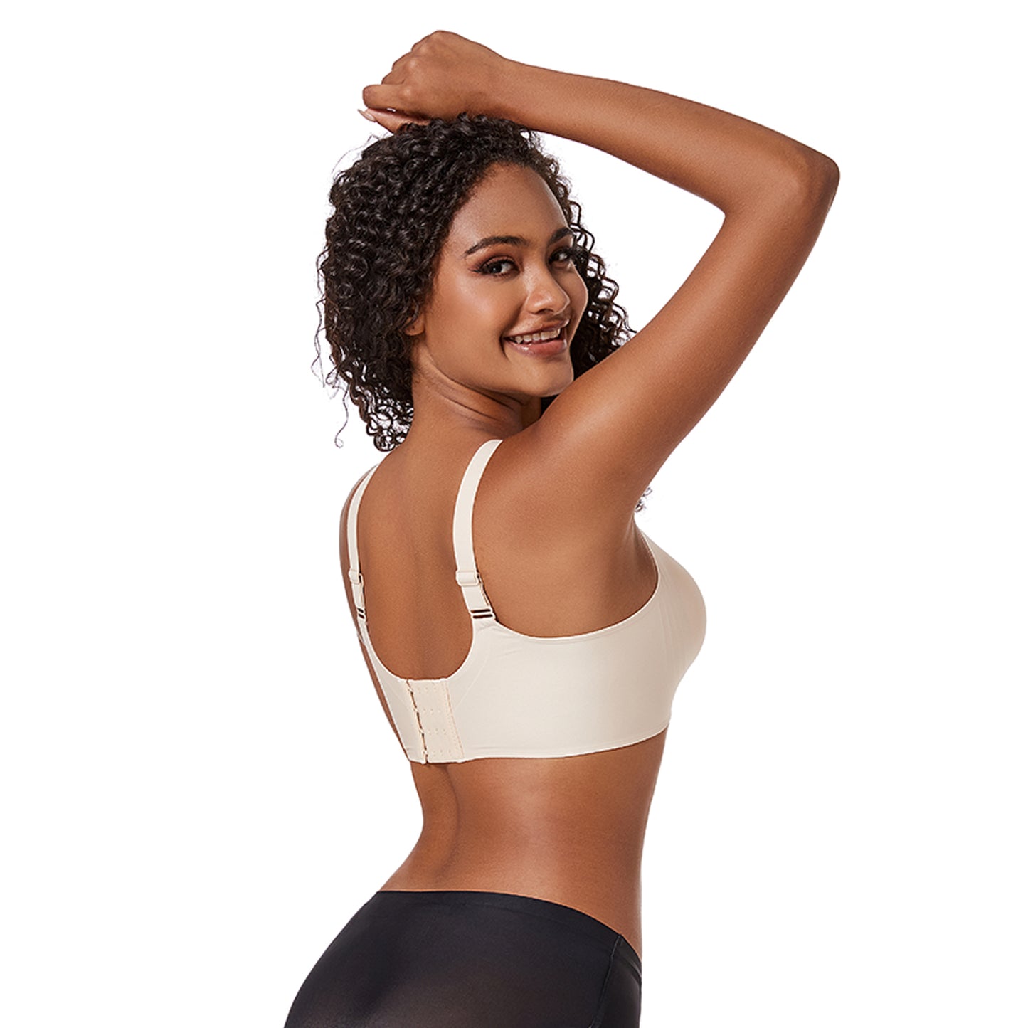 Yunleeb Seamless Bra Feel Air T-Shirt Wireless Bra with Support -Nude