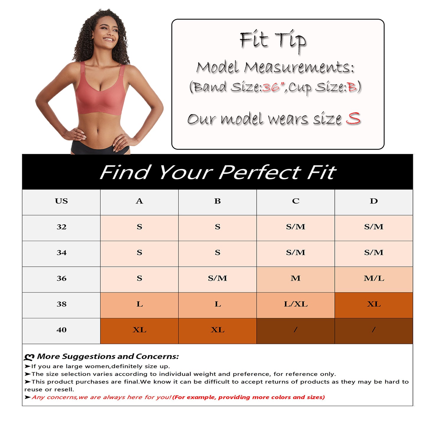 Yunleeb Seamless Bra Feel Air T-Shirt Wireless Bra with Support -Red